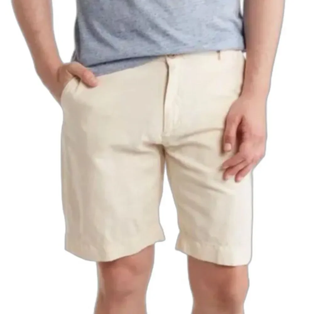 Faherty Men's Light Tan Linen Blend Flat Front 10